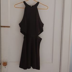 Cutout skater dress with vegan leather details